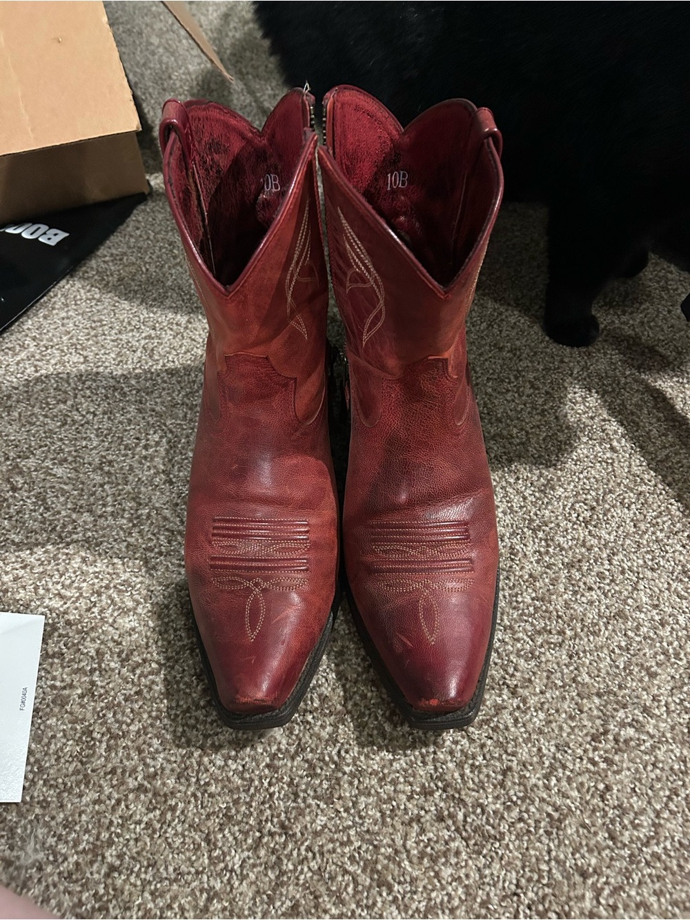 Ariat Red Leather Western Ankle Boots